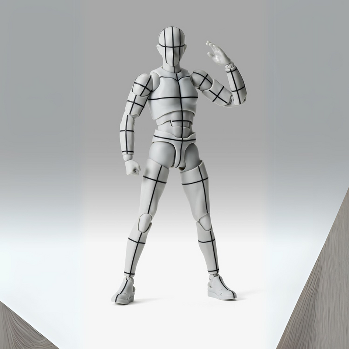 Gray Sports Edition Wire Frame Grid Lined Artist Drawing Figure