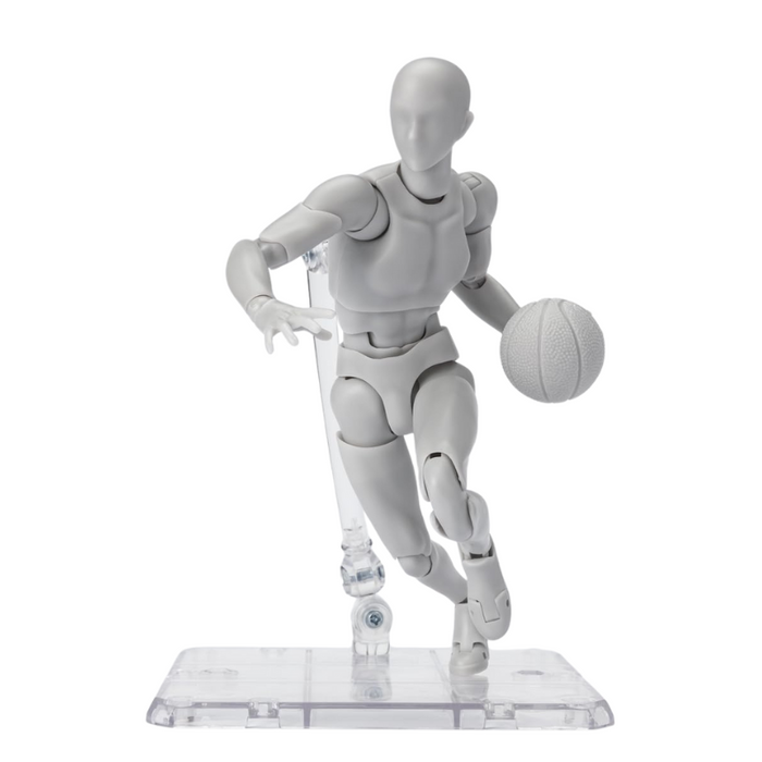 Poseable Artist Gray Male Action Figure With Accessories For Motion Studies